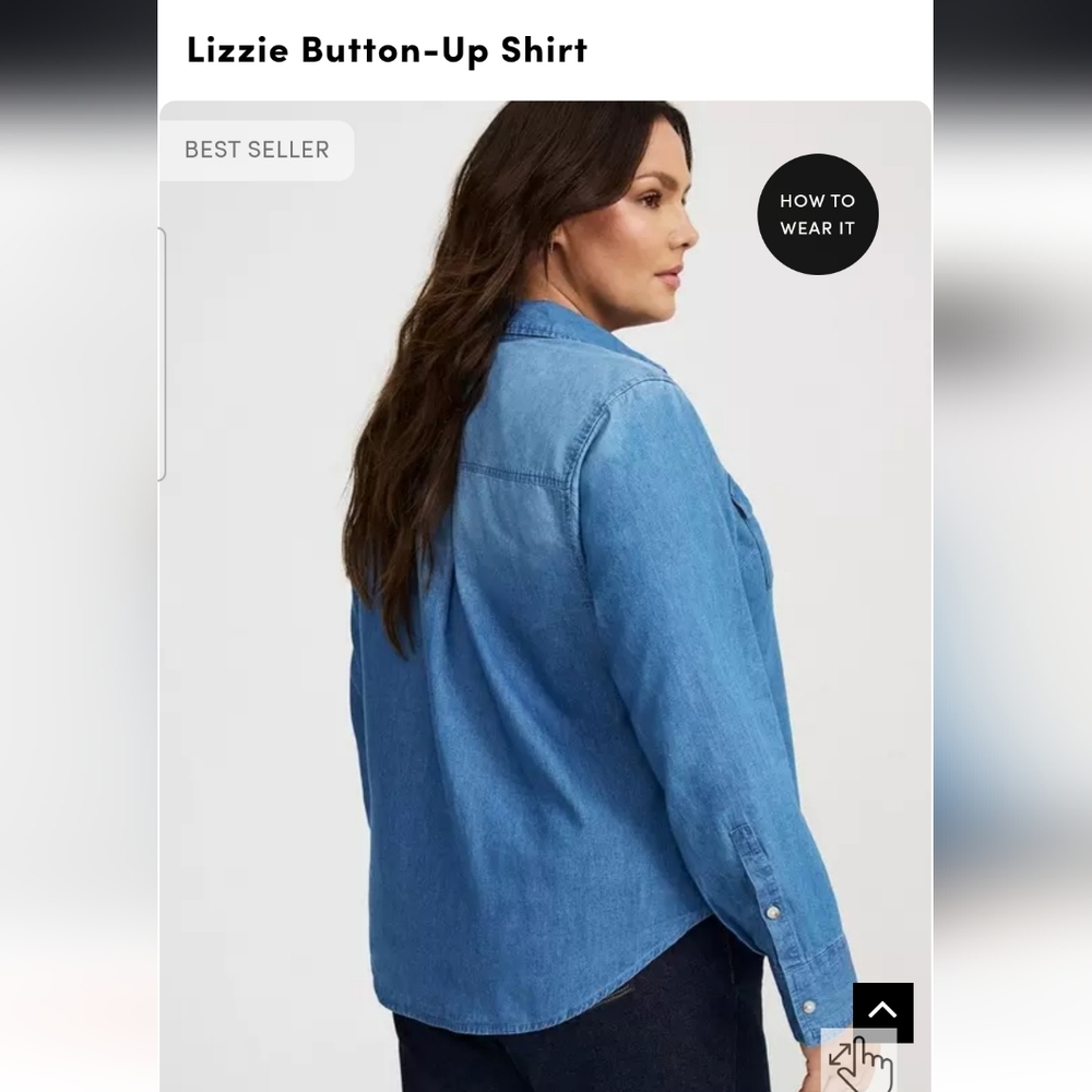Torrid Blue Button Down Shirt - Picture 3 of 4